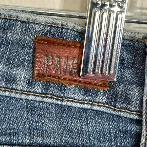 PAIGE VERDUGO ANKLE deconstructed hem MidRise straight skinny size 31 Stretch - Picture 7 of 9